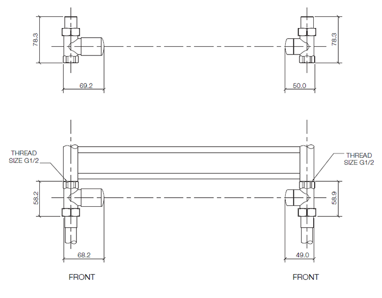 Tissino Double Straight Radiator Valves - Chrome