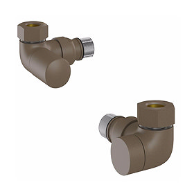 Tissino Hugo2 Double Angled Radiator Valves - Arabica Large Image