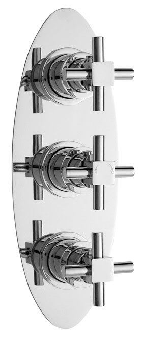 Titan Concealed Thermostatic Triple Shower Valve with Oval Plate Large Image