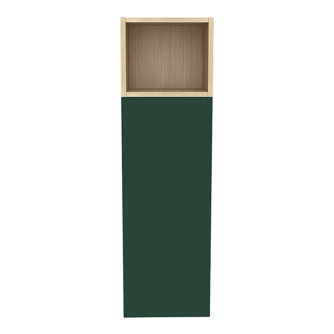 Tivoli 1200 Wall Hung Side Cabinet with Open Shelf - Forest Green and Oak