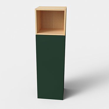 Tivoli 1200 Wall Hung Side Cabinet with Open Shelf - Forest Green and Oak