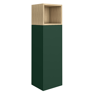 Tivoli 1200 Wall Hung Side Cabinet with Open Shelf - Forest Green and Oak