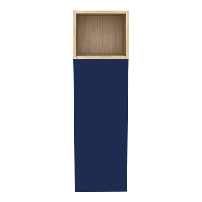 Tivoli 1200 Wall Hung Side Cabinet with Open Shelf - Ink Blue and Oak