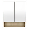Tivoli 600 Mirrored 2 Door Cabinet with Open Shelf - Oak