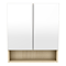 Tivoli 600 Mirrored 2 Door Cabinet with Open Shelf - Oak