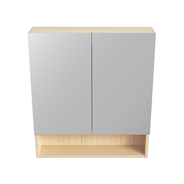 Tivoli 600 Mirrored 2-Door Cabinet with Open Shelf - Oak