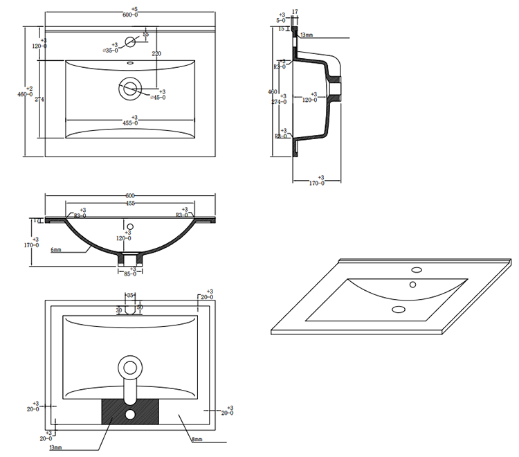 Tivoli 600 Wall Hung Vanity Unit with Open Shelf - Dove Grey and Oak