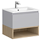 Tivoli 600 Wall Hung Vanity Unit with Open Shelf - Dove Grey and Oak