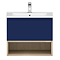 Tivoli 600 Wall Hung Vanity Unit with Open Shelf - Ink Blue and Oak