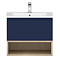 Tivoli 600 Wall Hung Vanity Unit with Open Shelf - Ink Blue and Oak