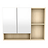 Tivoli 900 Mirrored 2 Door Cabinet with Open Shelving - Oak