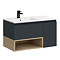 Tivoli 900 Wall Hung Vanity Unit with Open Shelf - Charcoal and Oak