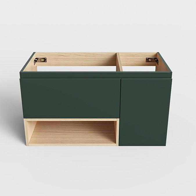 Tivoli 900 Wall Hung Vanity Unit with Open Shelf - Forest Green and Oak