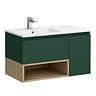 Tivoli 900 Wall Hung Vanity Unit with Open Shelf - Forest Green and Oak