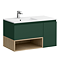 Tivoli 900 Wall Hung Vanity Unit with Open Shelf - Forest Green and Oak