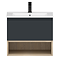 Tivoli Charcoal and Oak Bathroom Set - 600 Wall Hung Vanity Unit & Tall WC Toilet Unit