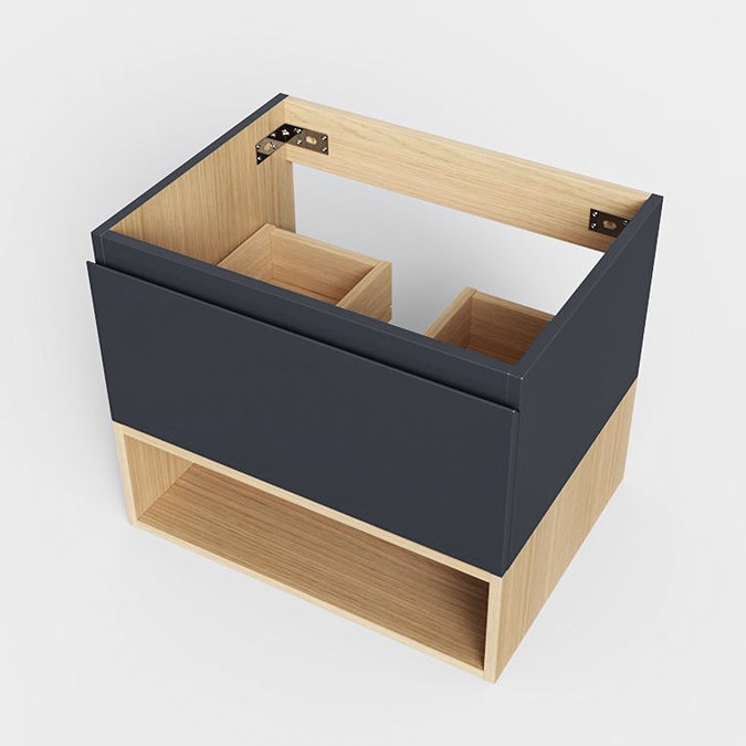 Tivoli Charcoal and Oak Bathroom Set - 600 Wall Hung Vanity Unit & Tall WC Toilet Unit