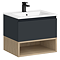 Tivoli Charcoal and Oak Bathroom Set - 600 Wall Hung Vanity Unit & Tall WC Toilet Unit