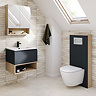 Tivoli Charcoal and Oak Bathroom Set - 600 Wall Hung Vanity Unit & Tall WC Toilet Unit