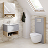 Tivoli Dove Grey and Oak Bathroom Set - 600 Wall Hung Vanity Unit & Tall WC Toilet Unit