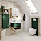 Tivoli Forest Green and Oak Bathroom Set - 600 Wall Hung Vanity Unit & Tall WC Toilet Unit