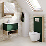 Tivoli Forest Green and Oak Bathroom Set - 600 Wall Hung Vanity Unit & Tall WC Toilet Unit