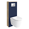 Tivoli Ink Blue and Oak Bathroom Set - 600 Wall Hung Vanity Unit & Tall WC Toilet Unit