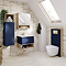 Tivoli Ink Blue and Oak Bathroom Set - 600 Wall Hung Vanity Unit & Tall WC Toilet Unit