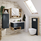 Tivoli Tall WC Toilet Unit with Cistern Frame, Chrome Flush and Wall Hung Pan - Charcoal and Oak