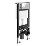 Tivoli Tall WC Toilet Unit with Cistern Frame, Chrome Flush and Wall Hung Pan - Forest Green and Oak