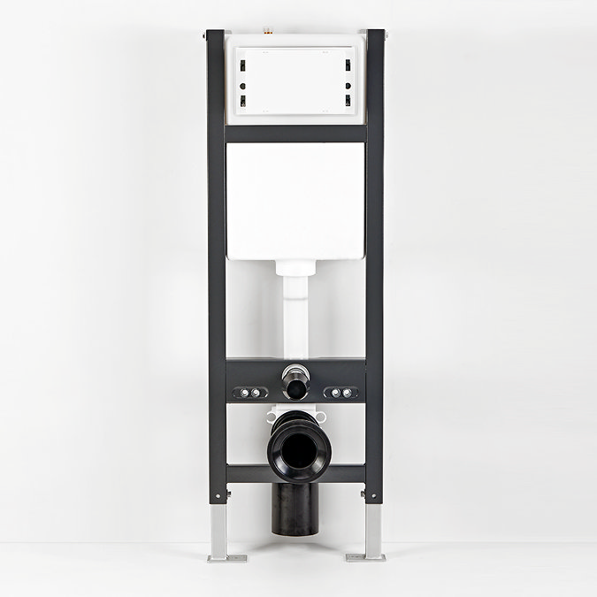 Tivoli Tall WC Toilet Unit with Cistern Frame, Chrome Flush and Wall Hung Pan - Forest Green and Oak