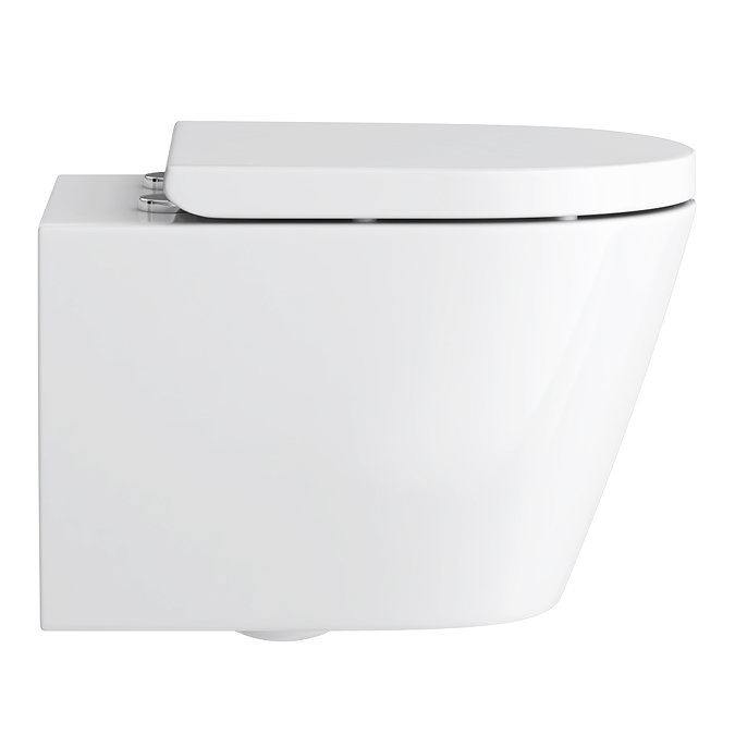 Tivoli Tall WC Toilet Unit with Cistern Frame, Chrome Flush and Wall Hung Pan - Ink Blue and Oak