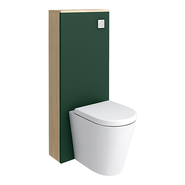 Tivoli Tall WC Toilet Unit with Pan, Cistern and Chrome Flush Button - Forest Green and Oak