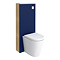 Tivoli Tall WC Toilet Unit with Pan, Cistern and Chrome Flush Button - Ink Blue and Oak