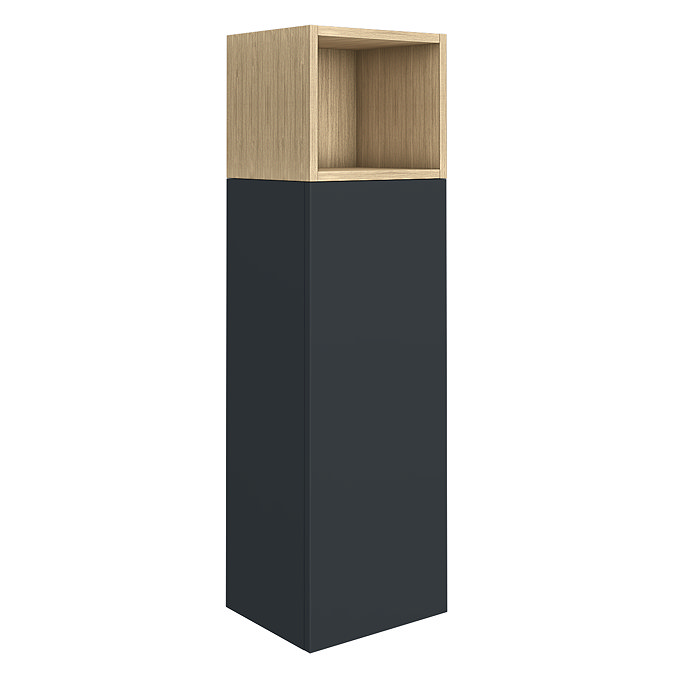 Tivoli 1200 Wall Hung Side Cabinet with Open Shelf - Charcoal and Oak