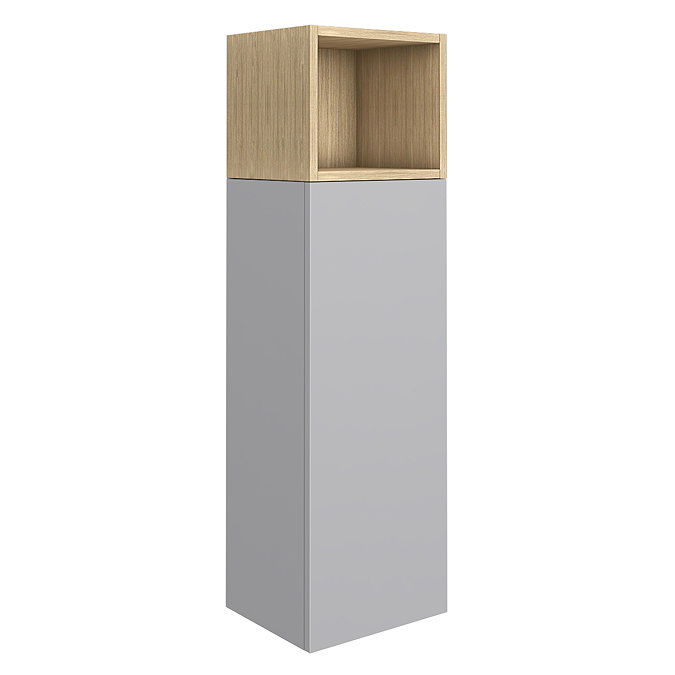 Tivoli 1200 Wall Hung Side Cabinet with Open Shelf - Dove Grey and Oak