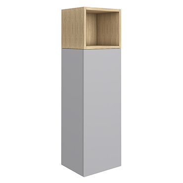 Tivoli Wall Hung Side Cabinet with Open Shelf, 1200mm - Dove Grey and Oak