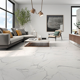 Toledano Large Format Matt White Marble Effect Tiles - 900 x 900mm