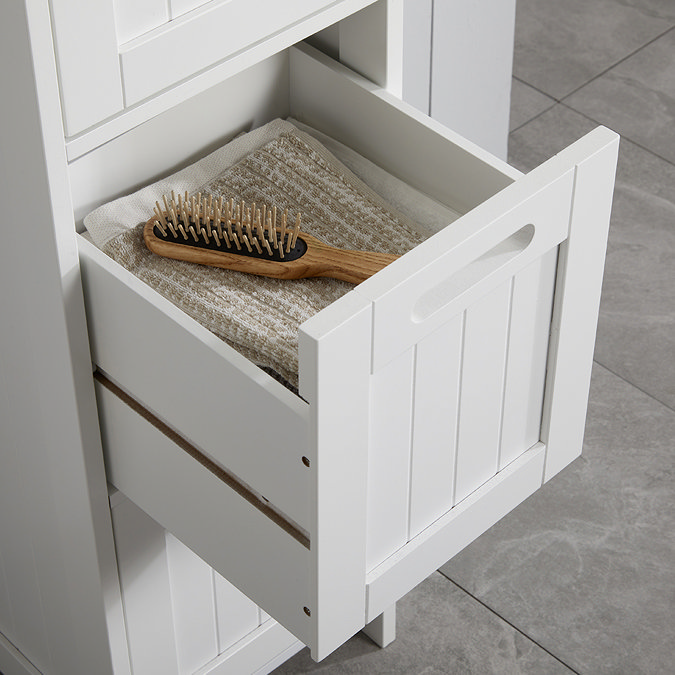 Tongue and Groove 4 Drawer Bathroom Storage Unit - White  Profile Large Image