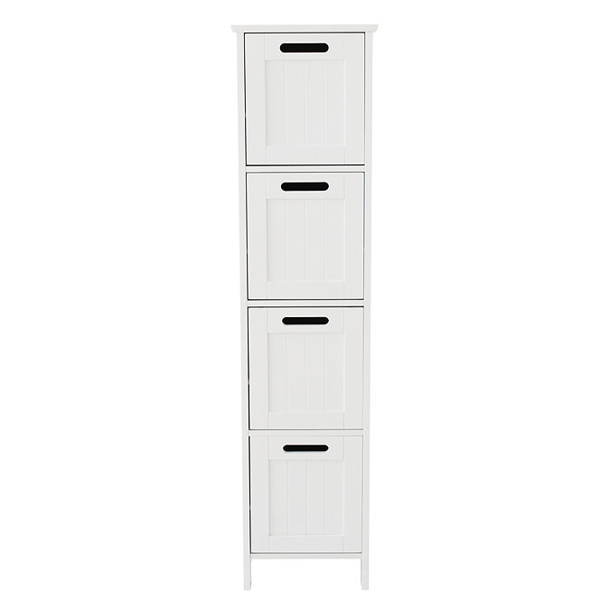 Tongue and Groove 4 Drawer Bathroom Storage Unit - White  Standard Large Image