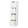 Tongue and Groove 4 Drawer Bathroom Storage Unit - White  In Bathroom Large Image