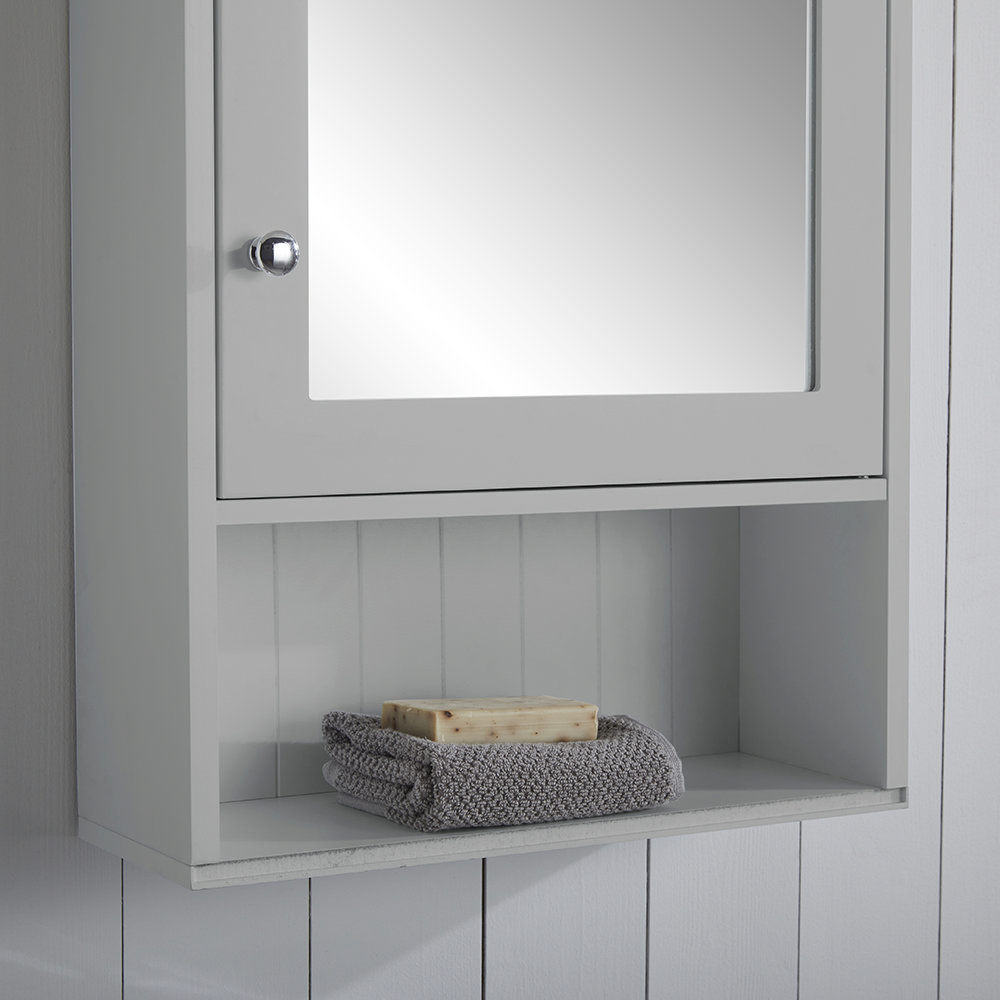 Grey bathroom store cabinet mirror