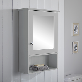 Tongue and Groove Bathroom Mirror Cabinet - Grey