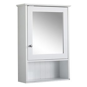 Tongue and Groove Bathroom Mirror Cabinet - White Large Image