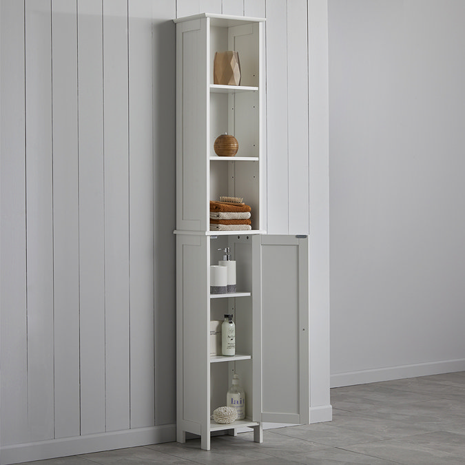 Tongue and Groove Tall Storage Unit - White  Profile Large Image