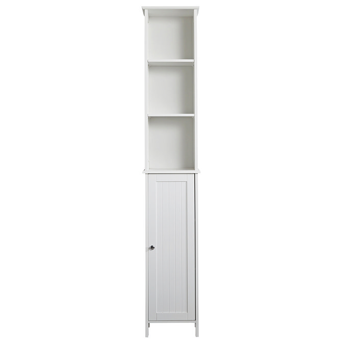 Tongue and Groove Tall Storage Unit - White  In Bathroom Large Image