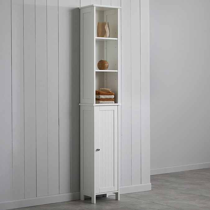 Tongue and Groove Tall Storage Unit - White Large Image