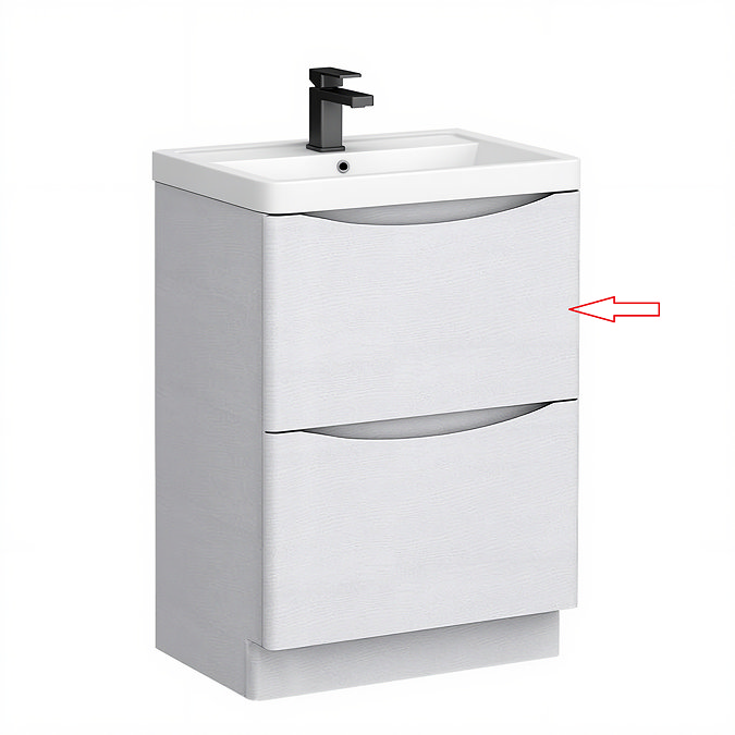 Top Drawer Front for Monza 600mm Floor Drawer Vanity Unit White Ash