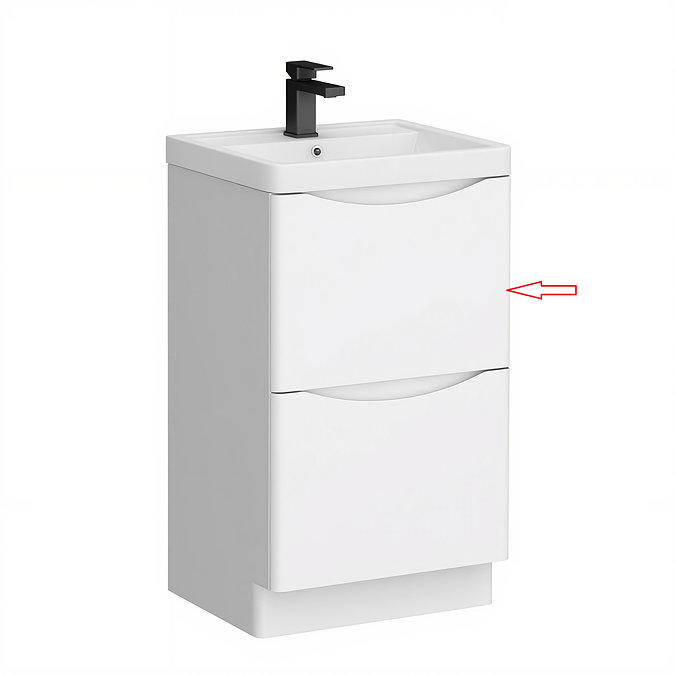 Top Drawer Front for Monza Gloss White 500mm Wide Floor Standing Vanity Unit