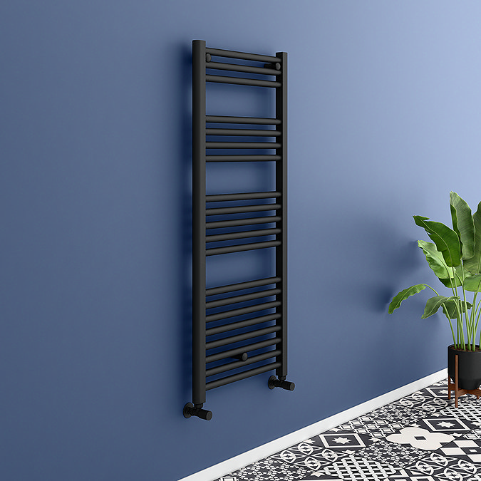 Toreno Heated Towel Rail - Matt Black - 500 x 1200mm - Straight Bars